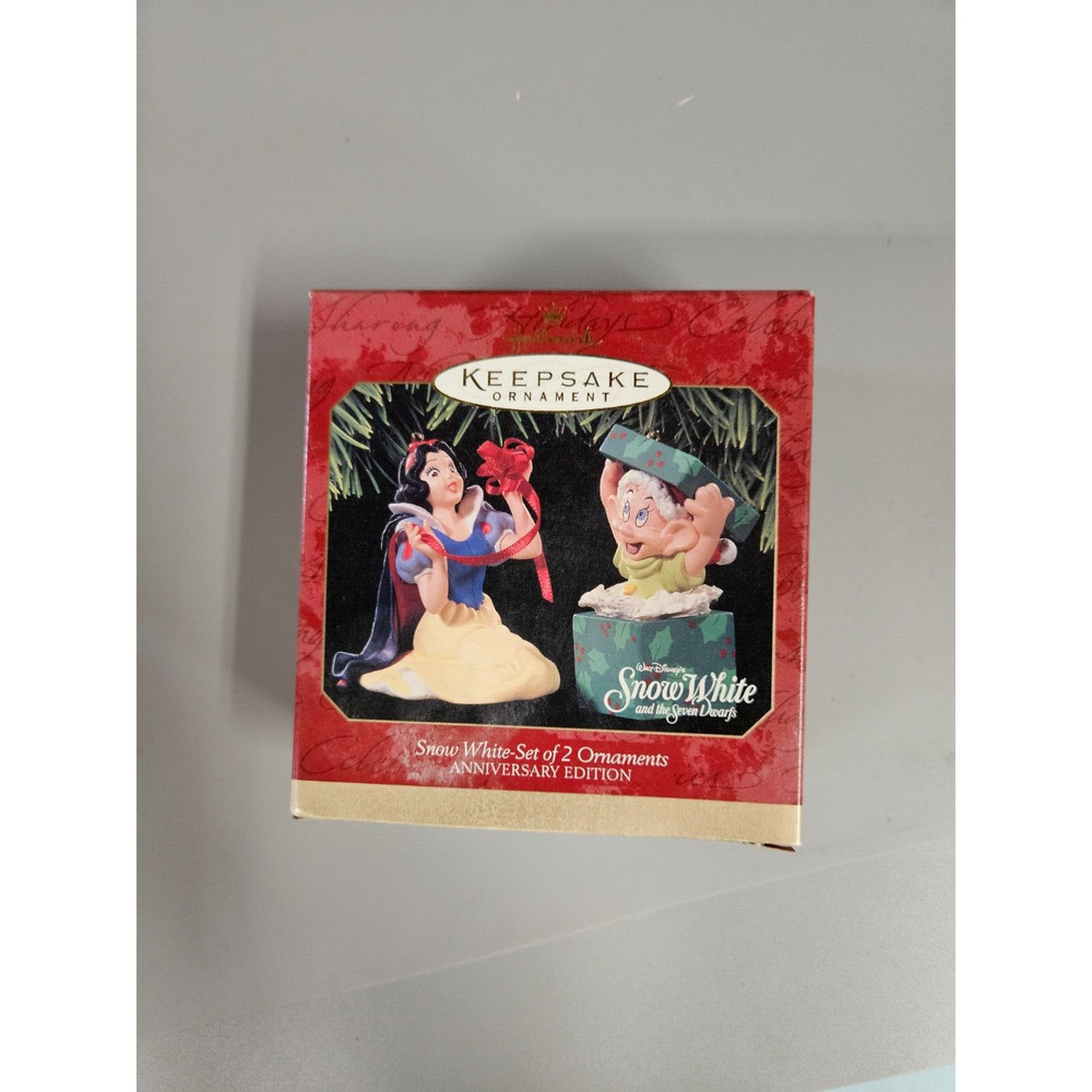 Hallmark Ornament Disney Snow White Set of 2 Snow White & Dopey Christmas 1997